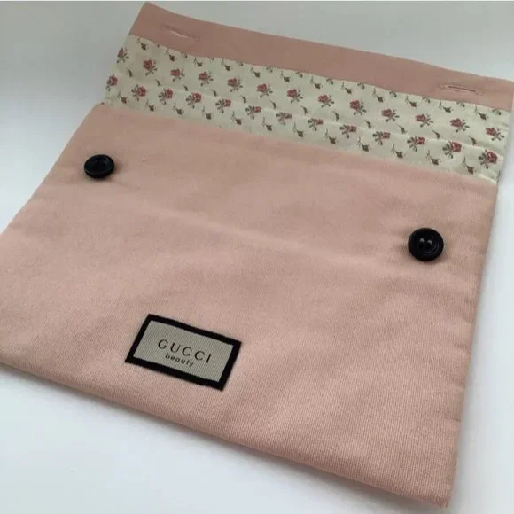 NFS NOT FOR SALE Gucci Beauty Pouch Light Pink Canvas Cosmetic Organizer Makeup - Picture 2 of 6